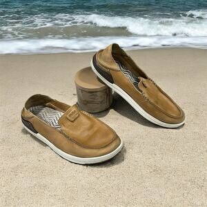 Olukai Men’s Size 9.5 Brown Sneakers Slip On Casual Leather Loafer Beach Classic